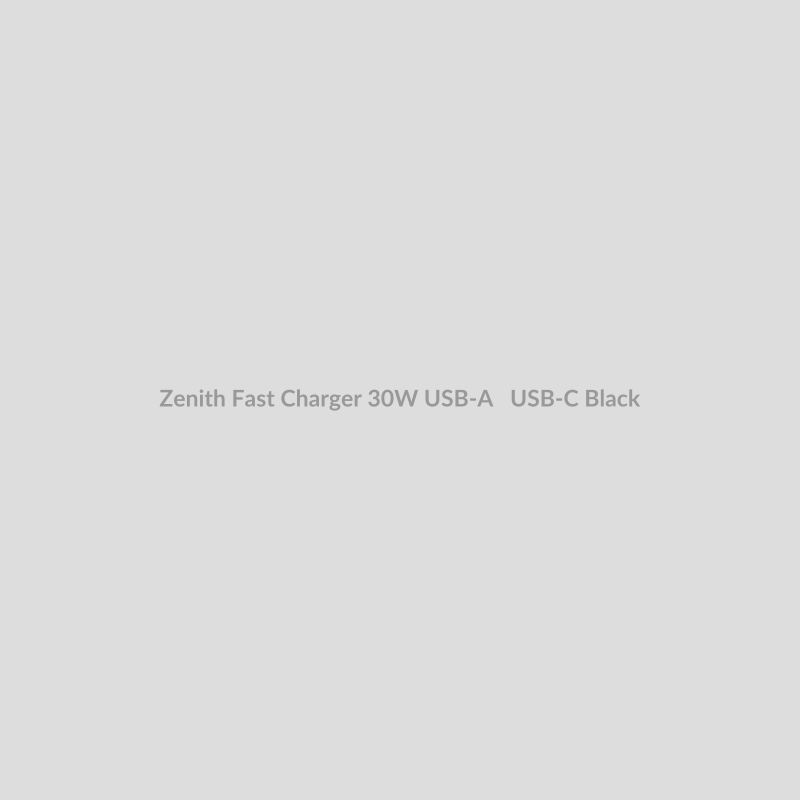 Zenith Fast Charger 30W for USB-A + USB-C - Black